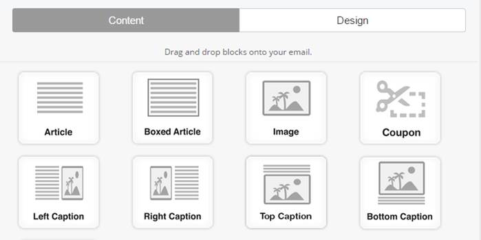 screenshot of the email template builder