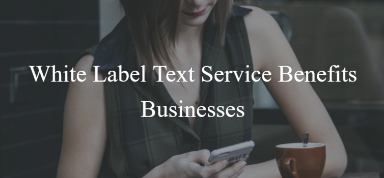 White Label Text Service Benefits Businesses A gril in a plaid navy & green dress reading a text message sent from a white label text service